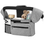 Universal Stroller Organizer with Insulated Cup Holders, Detachable Wristlet & Adjustable Shoulder Strap for Diapers, Bottles & Essentials (Grey)