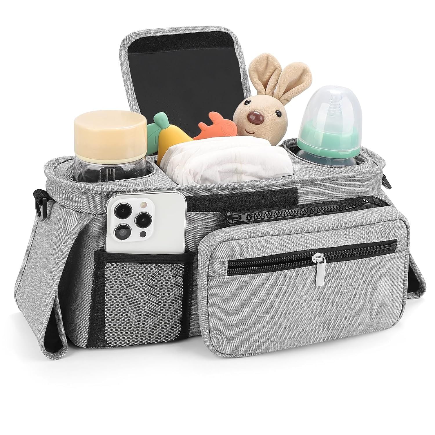 Universal Stroller Organizer with Insulated Cup Holders, Detachable Wristlet & Adjustable Shoulder Strap for V1107-CS-YETCGBHU