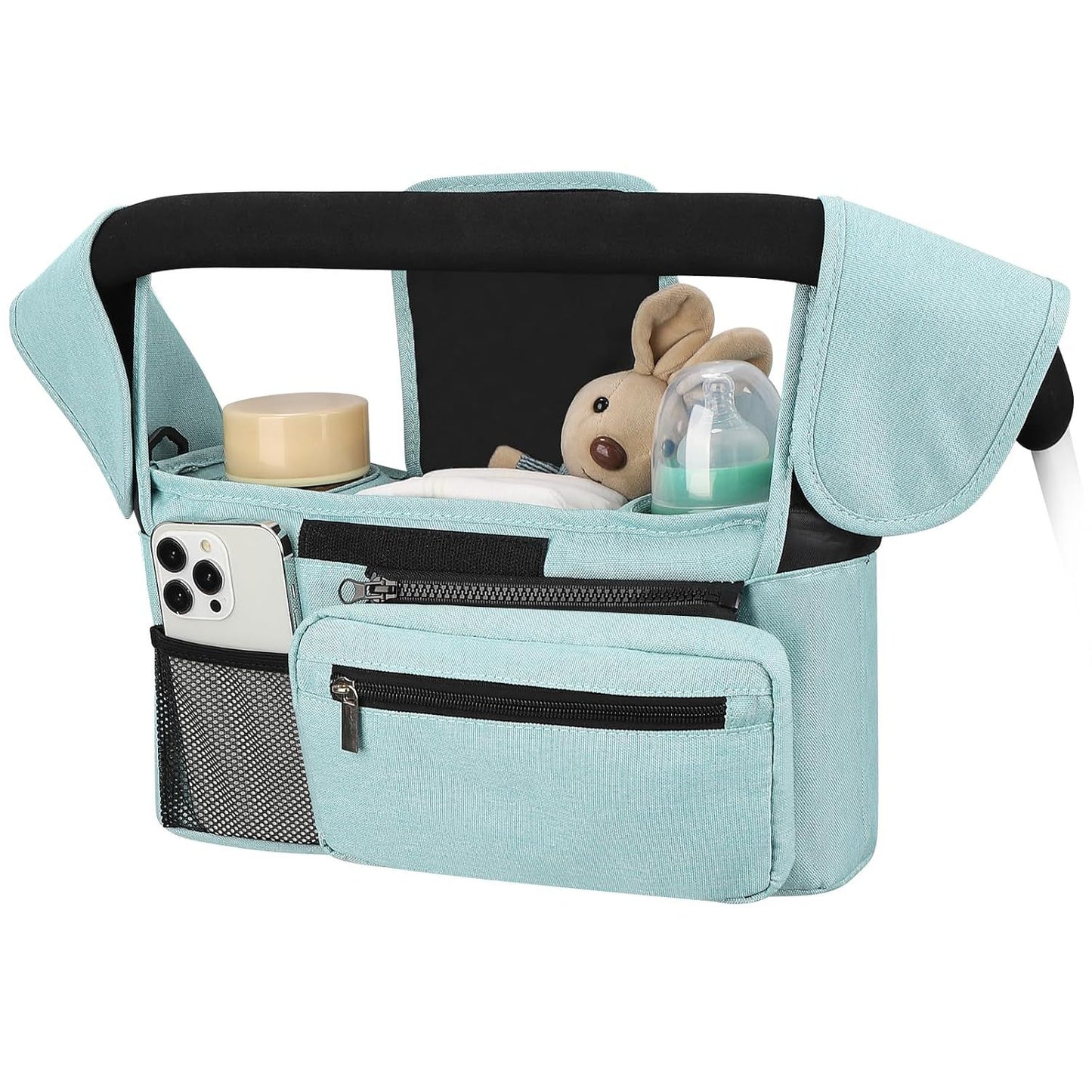Universal Stroller Organizer with Insulated Cup Holders, Detachable Wristlet & Adjustable Shoulder Strap for V1107-CS-YETCGBL