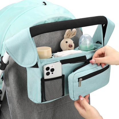 Universal Stroller Organizer with Insulated Cup Holders, Detachable Wristlet & Adjustable Shoulder Strap for V1107-CS-YETCGBL
