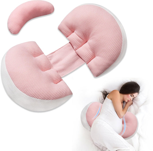 Adjustable Pregnancy Pillow with Velcro Design - Side Sleeping Support for Back, Belly, Hips & Legs, V1107-CS-YFHYZF
