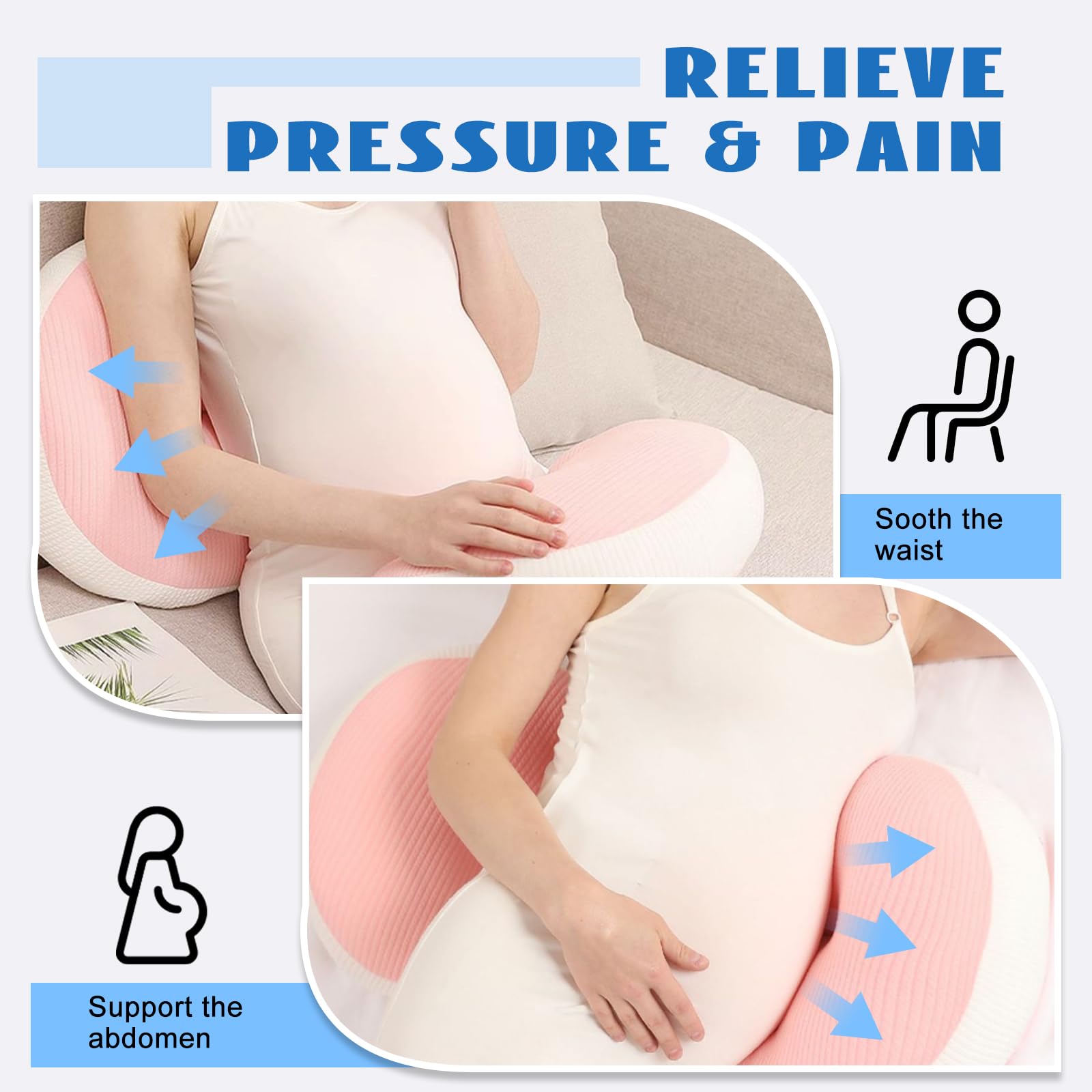 Adjustable Pregnancy Pillow with Velcro Design - Side Sleeping Support for Back, Belly, Hips & Legs, V1107-CS-YFHYZF