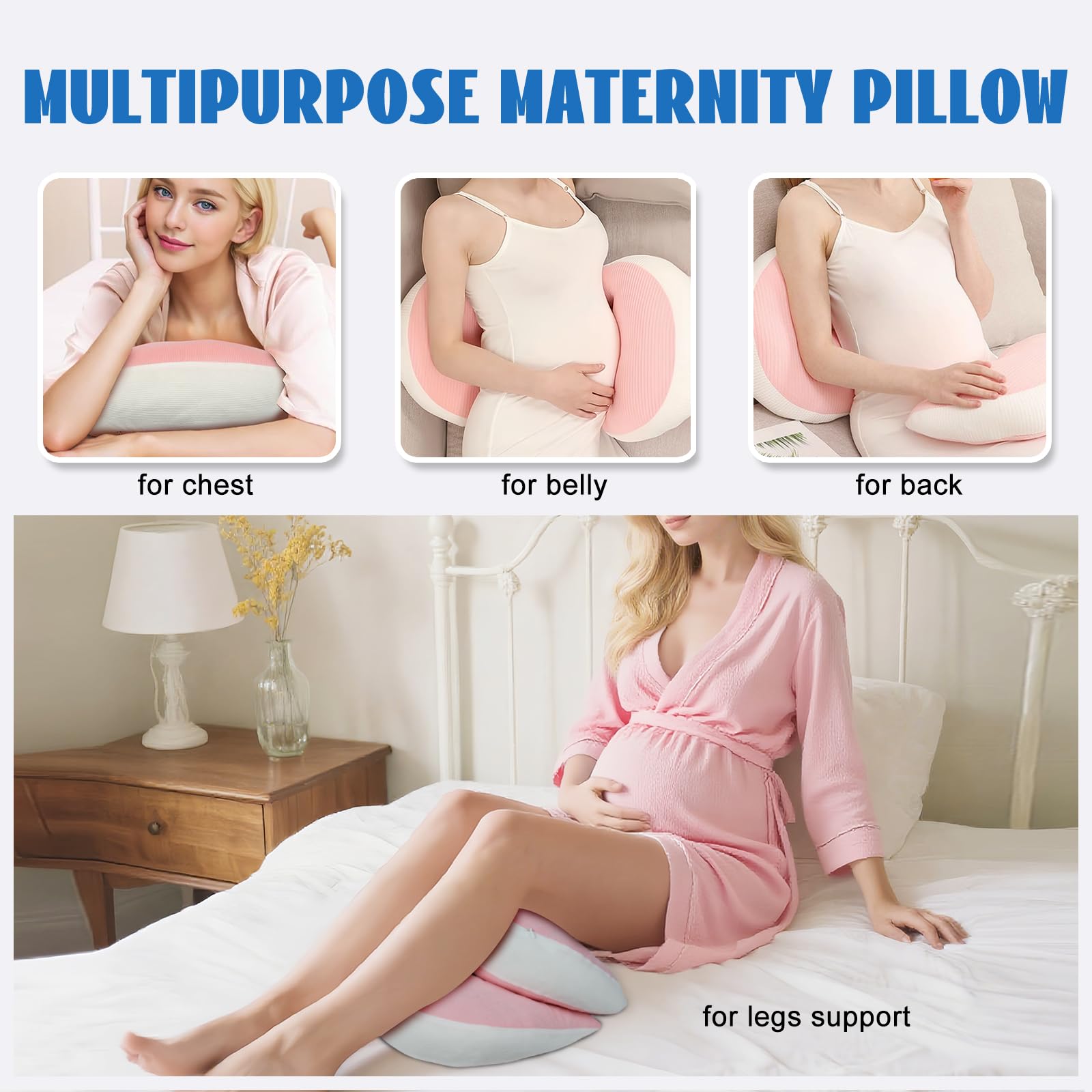 Adjustable Pregnancy Pillow with Velcro Design - Side Sleeping Support for Back, Belly, Hips & Legs, V1107-CS-YFHYZF