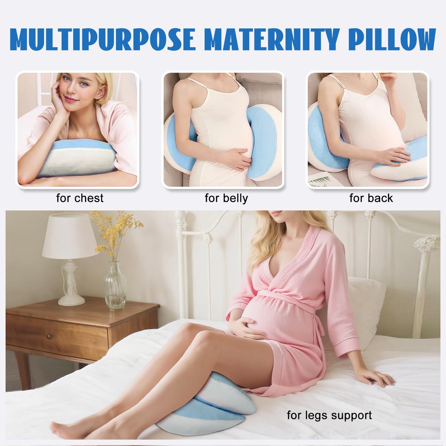 Adjustable Pregnancy Pillow with Velcro Design - Side Sleeping Support for Back, Belly, Hips & Legs, V1107-CS-YFHYZLA