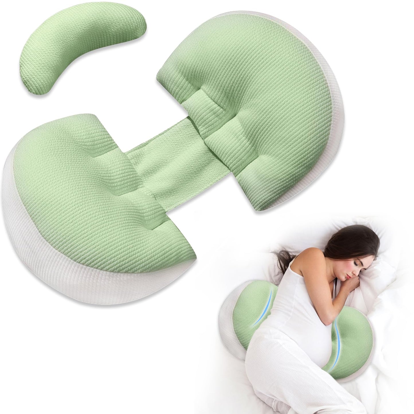 Adjustable Pregnancy Pillow with Velcro Design - Side Sleeping Support for Back, Belly, Hips & Legs, V1107-CS-YFHYZLV