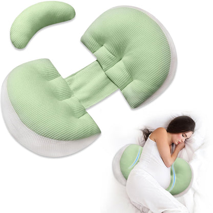 Adjustable Pregnancy Pillow with Velcro Design - Side Sleeping Support for Back, Belly, Hips & Legs, V1107-CS-YFHYZLV