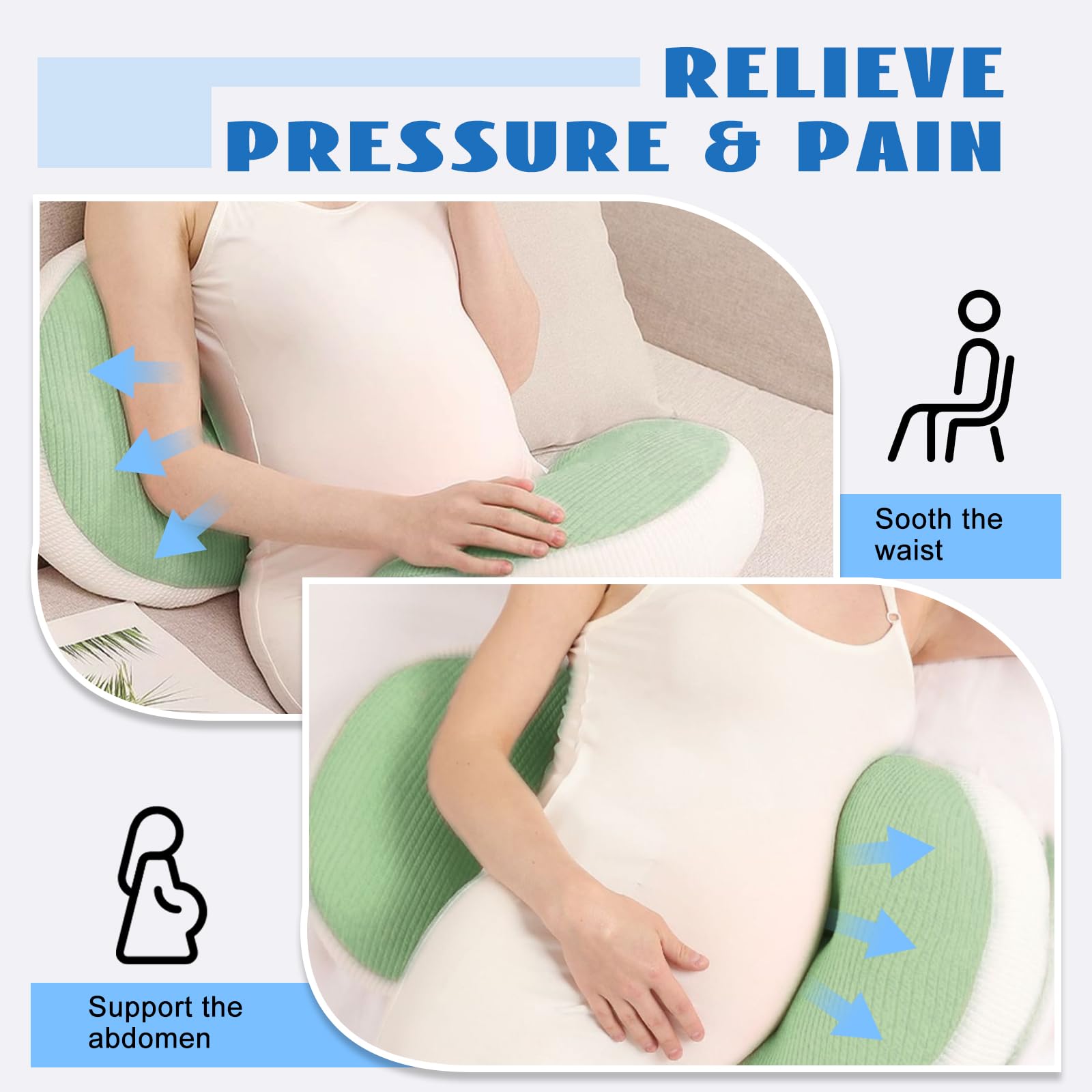 Adjustable Pregnancy Pillow with Velcro Design - Side Sleeping Support for Back, Belly, Hips & Legs, V1107-CS-YFHYZLV
