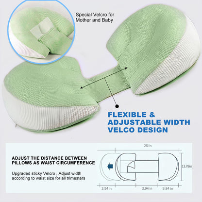 Adjustable Pregnancy Pillow with Velcro Design - Side Sleeping Support for Back, Belly, Hips & Legs, V1107-CS-YFHYZLV