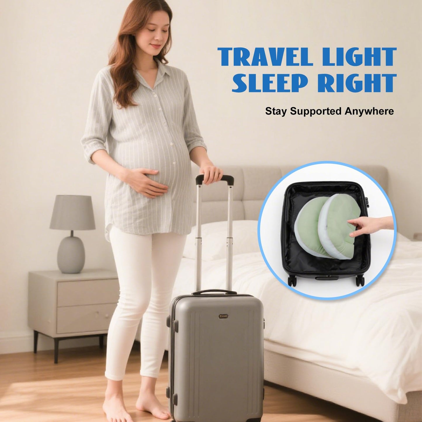 Adjustable Pregnancy Pillow with Velcro Design - Side Sleeping Support for Back, Belly, Hips & Legs, V1107-CS-YFHYZLV