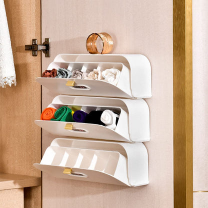 Wall-Mounted Drawer Organizer for Underwear & Socks - 1-Pack Stackable Storage Box with 5 Compartments and V1107-CS-YGCGSNH