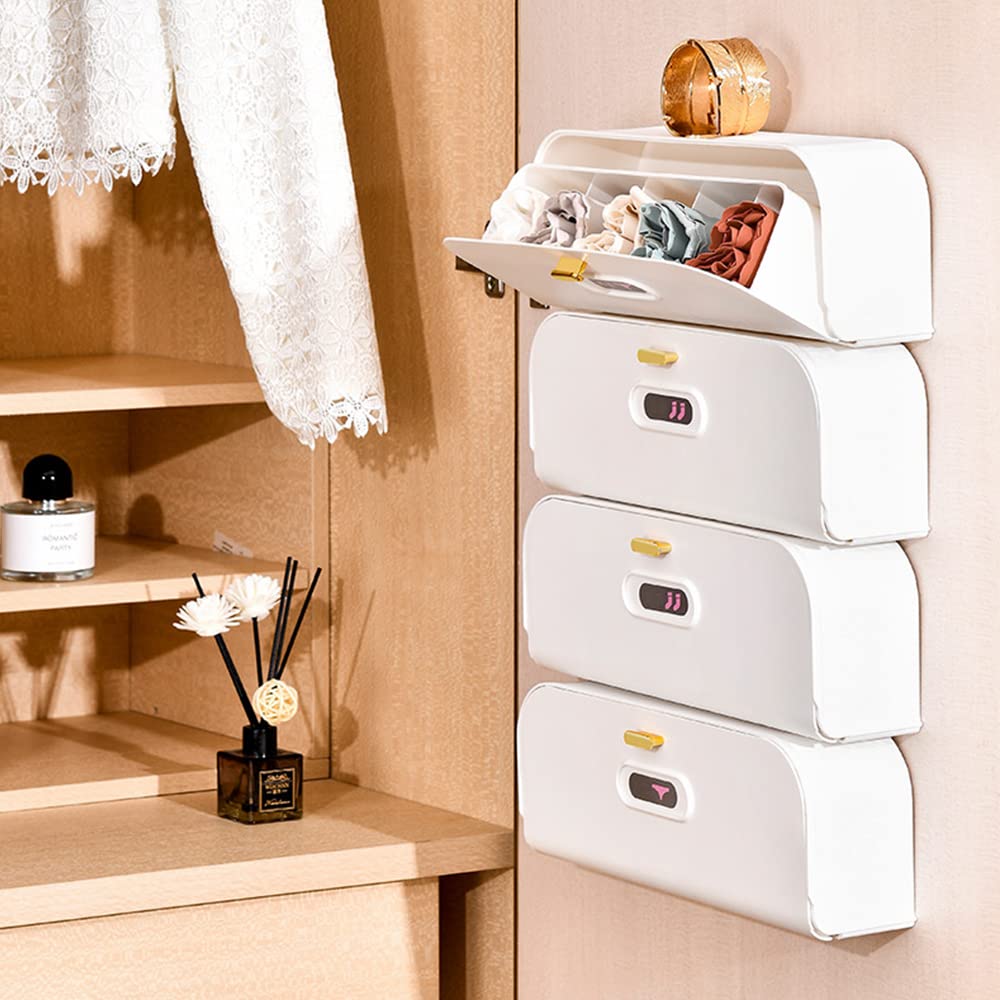 Wall-Mounted Drawer Organizer for Underwear & Socks - 1-Pack Stackable Storage Box with 5 Compartments and V1107-CS-YGCGSNH
