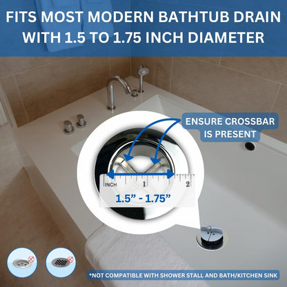 Bathtub Hair Catcher with Handle - No-Touch Drain Filter for Shower and Tub, Reusable Clog Preventer 2-Pack V1107-CS-YGTFGLQ
