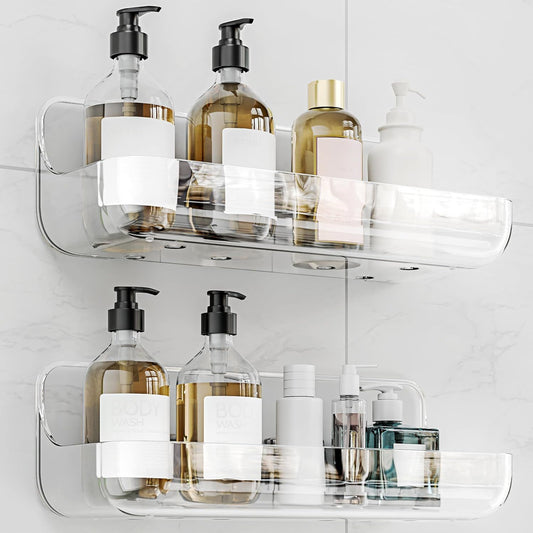 2-Pack Acrylic Adhesive Wall Shelf for Bathroom, Kitchen & Vanity Storage - No Drill, Waterproof with V1107-CS-YKLYSZWJ2