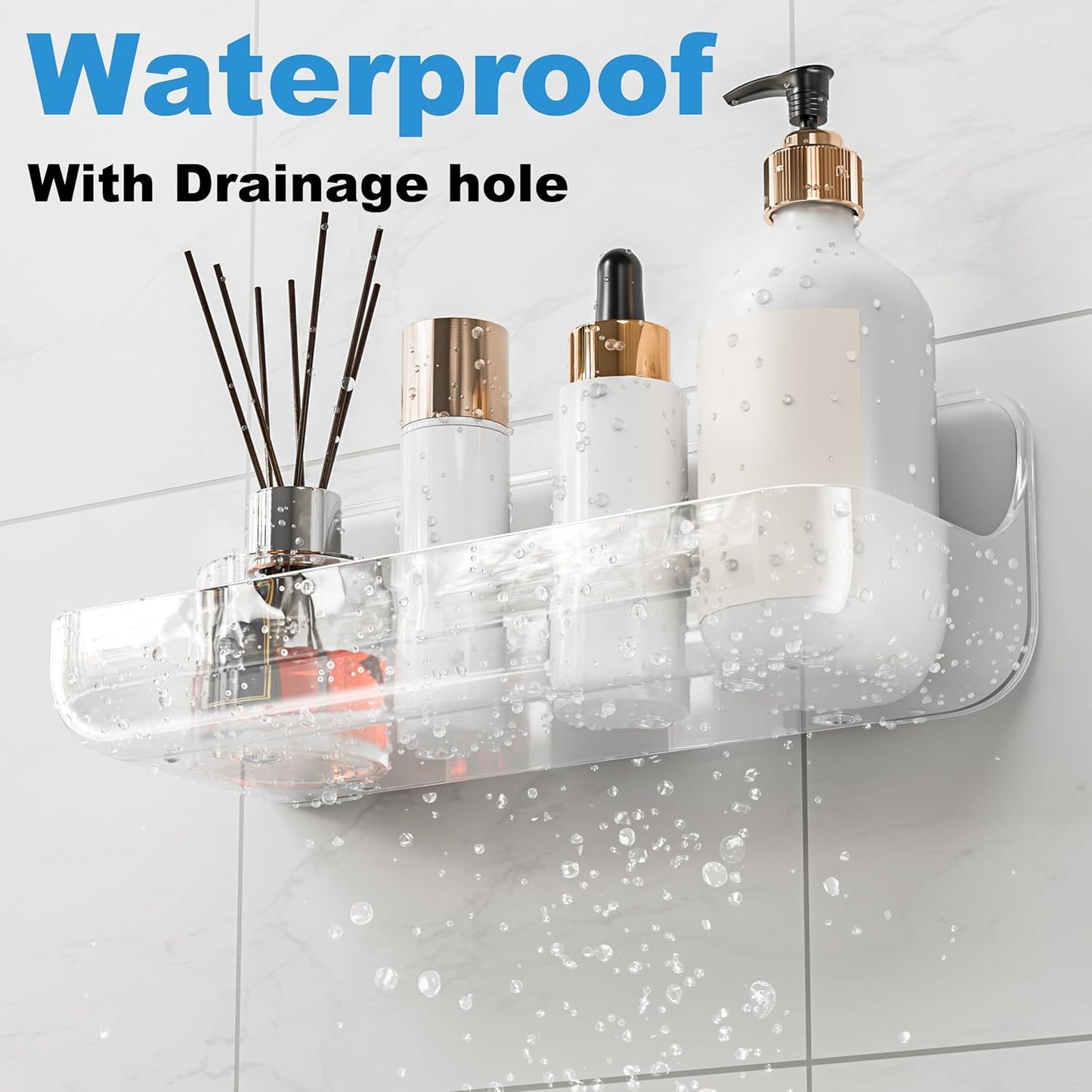4-Pack Acrylic Adhesive Wall Shelf for Bathroom, Kitchen & Vanity Storage - No Drill, Waterproof with V1107-CS-YKLYSZWJ4