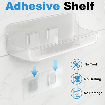 4-Pack Acrylic Adhesive Wall Shelf for Bathroom, Kitchen & Vanity Storage - No Drill, Waterproof with V1107-CS-YKLYSZWJ4