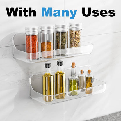 4-Pack Acrylic Adhesive Wall Shelf for Bathroom, Kitchen & Vanity Storage - No Drill, Waterproof with V1107-CS-YKLYSZWJ4