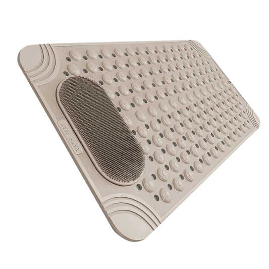 Non-Slip Bath Mat with Foot Scrubber - 80 x 50 cm, Anti-Skid Suction Cups & Drain Holes, Waterproof Shower V1107-CS-YSFHD5080