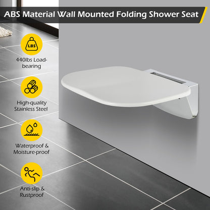 Wall Mounted Folding Shower Seat 440 lbs Load-Bearing - ABS Material Bathroom Stool with Stainless Steel V1107-CS-YSZDD