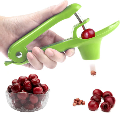 Stainless Steel Cherry Pitter for Jam, Pie & Desserts - Ergonomic Handheld Fruit Corer with Lock Design V1107-CS-YTQHQL