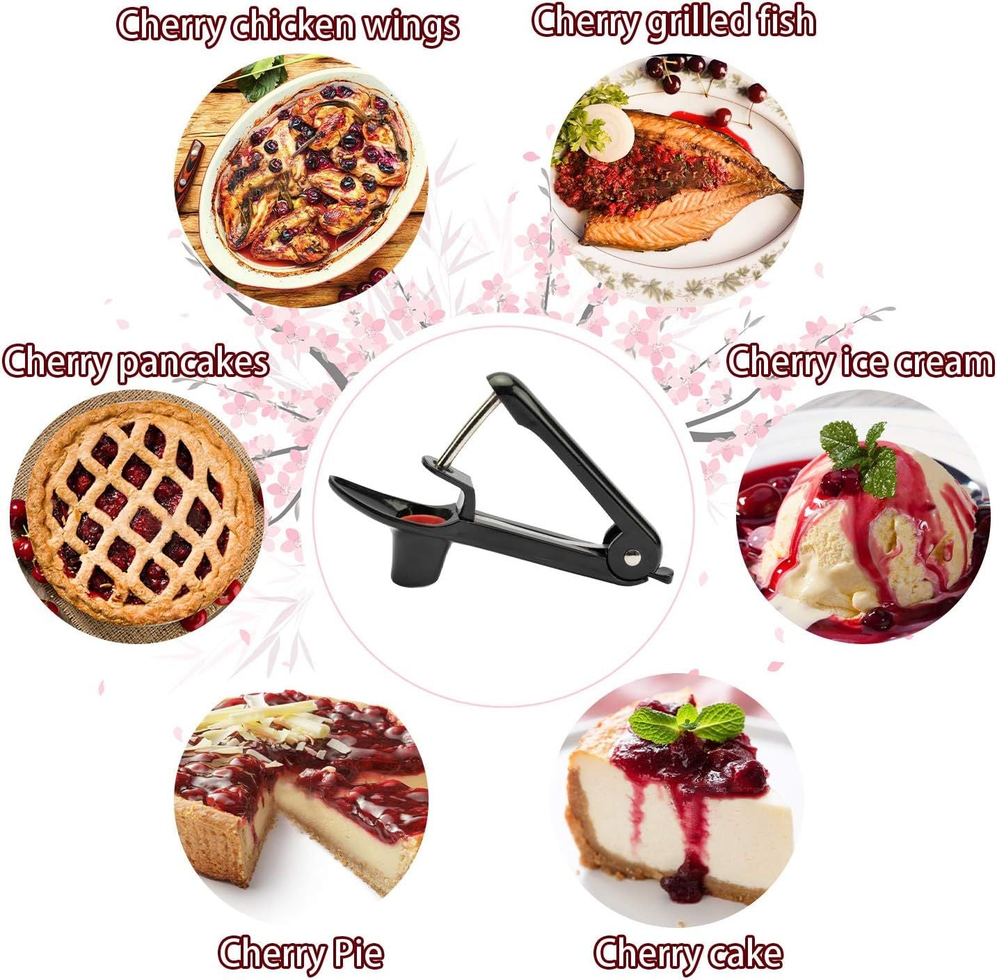 Stainless Steel Cherry Pitter for Jam, Pie & Desserts - Ergonomic Handheld Fruit Corer with Lock Design V1107-CS-YTQHQL