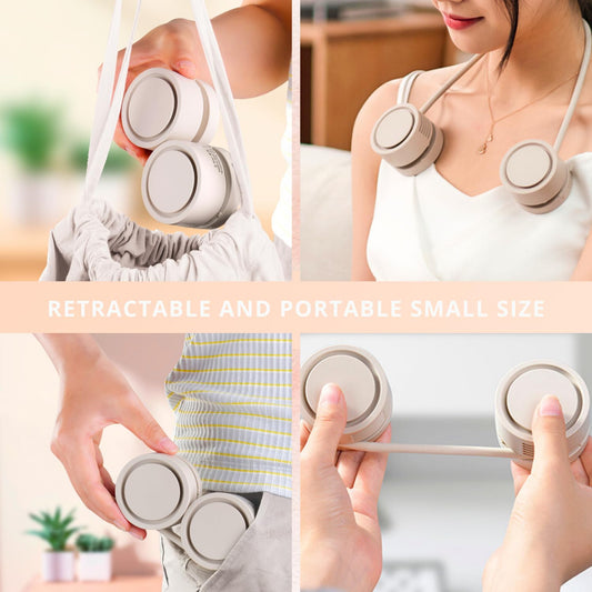 Portable Neck Fan with 1600mAh Battery - Foldable Bladeless Fan for Outdoor, Travel & Gym Use - 3-Speed V1107-CS-ZDGBFSX