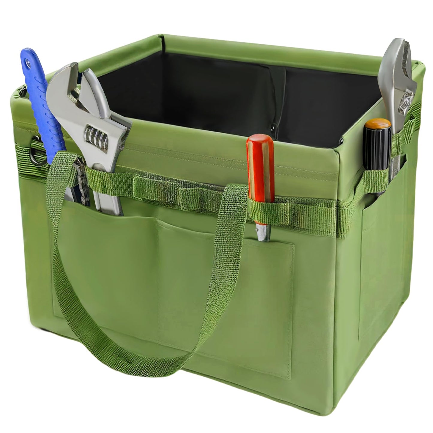 Heavy-Duty Foldable Tool Bag with Side Pockets - Multi-Compartment Oxford Carry Organizer for Tradesmen, V1107-CS-ZDGJSND