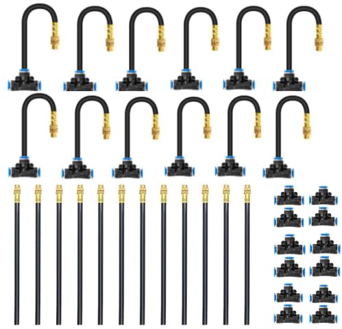 Drip Irrigation System, No 1/4 Pipe, only 12pcs Adjustable Copper Nobbles and Quick Connectors V1107-CS-ZDJHQ512