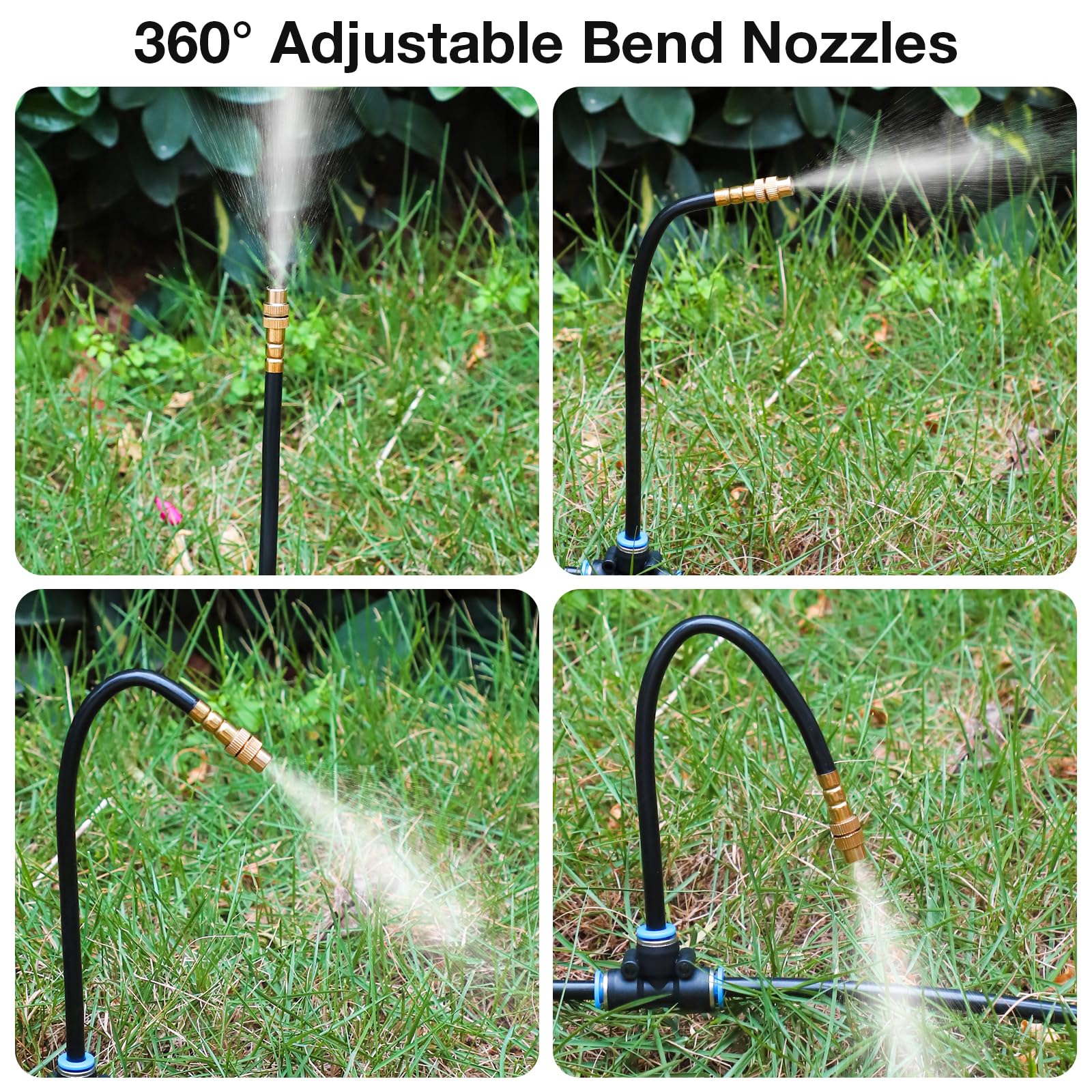 Drip Irrigation System, No 1/4 Pipe, only 12pcs Adjustable Copper Nobbles and Quick Connectors V1107-CS-ZDJHQ512