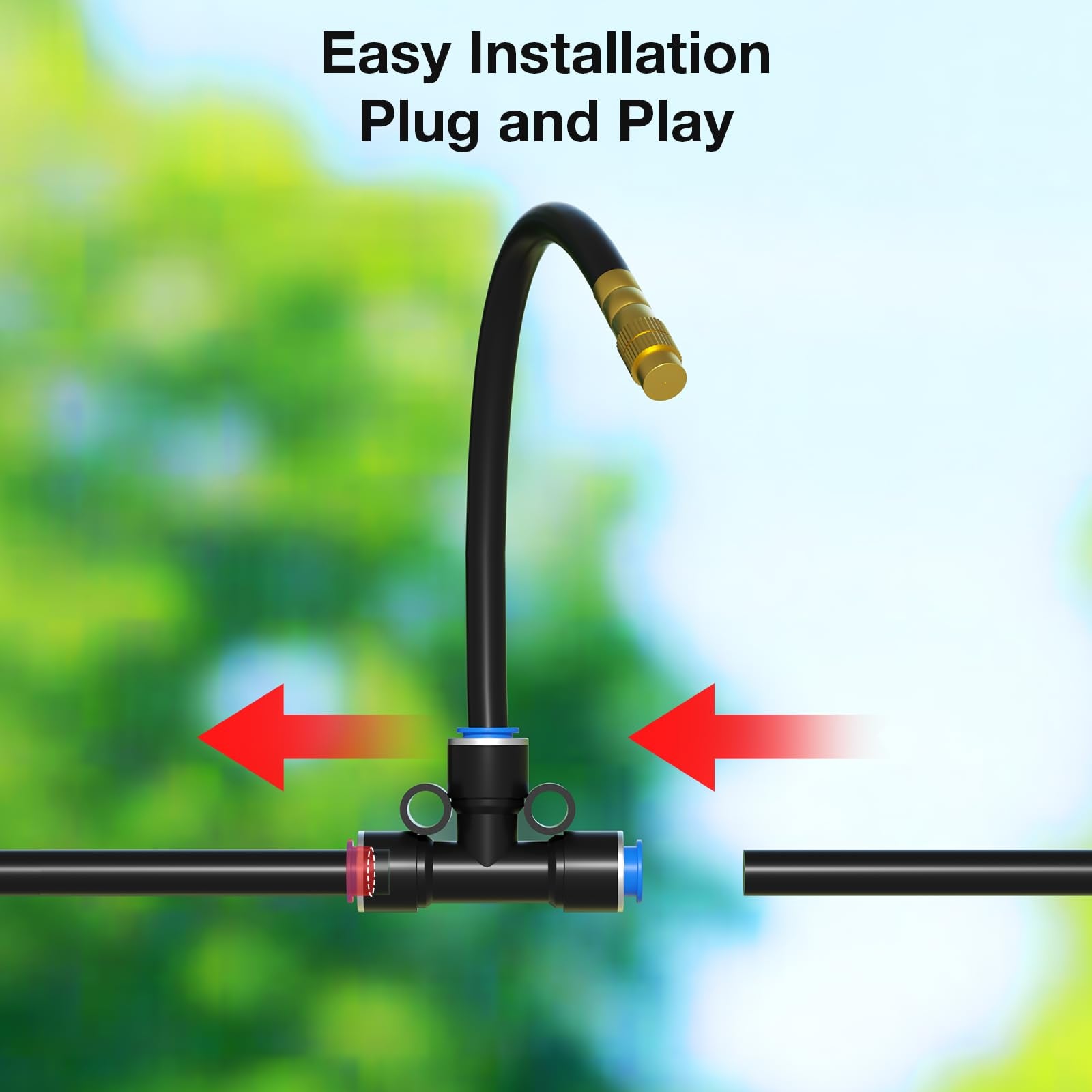 Drip Irrigation System, No 1/4 Pipe, only 12pcs Adjustable Copper Nobbles and Quick Connectors V1107-CS-ZDJHQ512
