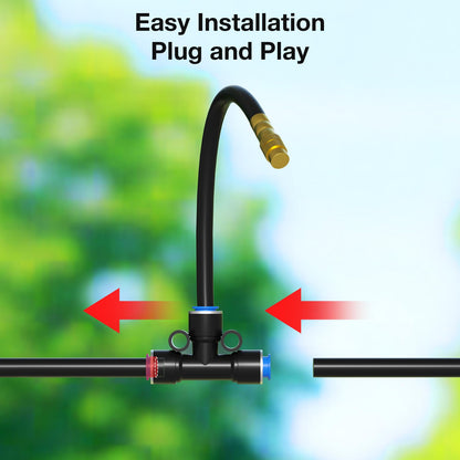 Drip Irrigation System, No 1/4 Pipe, only 12pcs Adjustable Copper Nobbles and Quick Connectors V1107-CS-ZDJHQ512