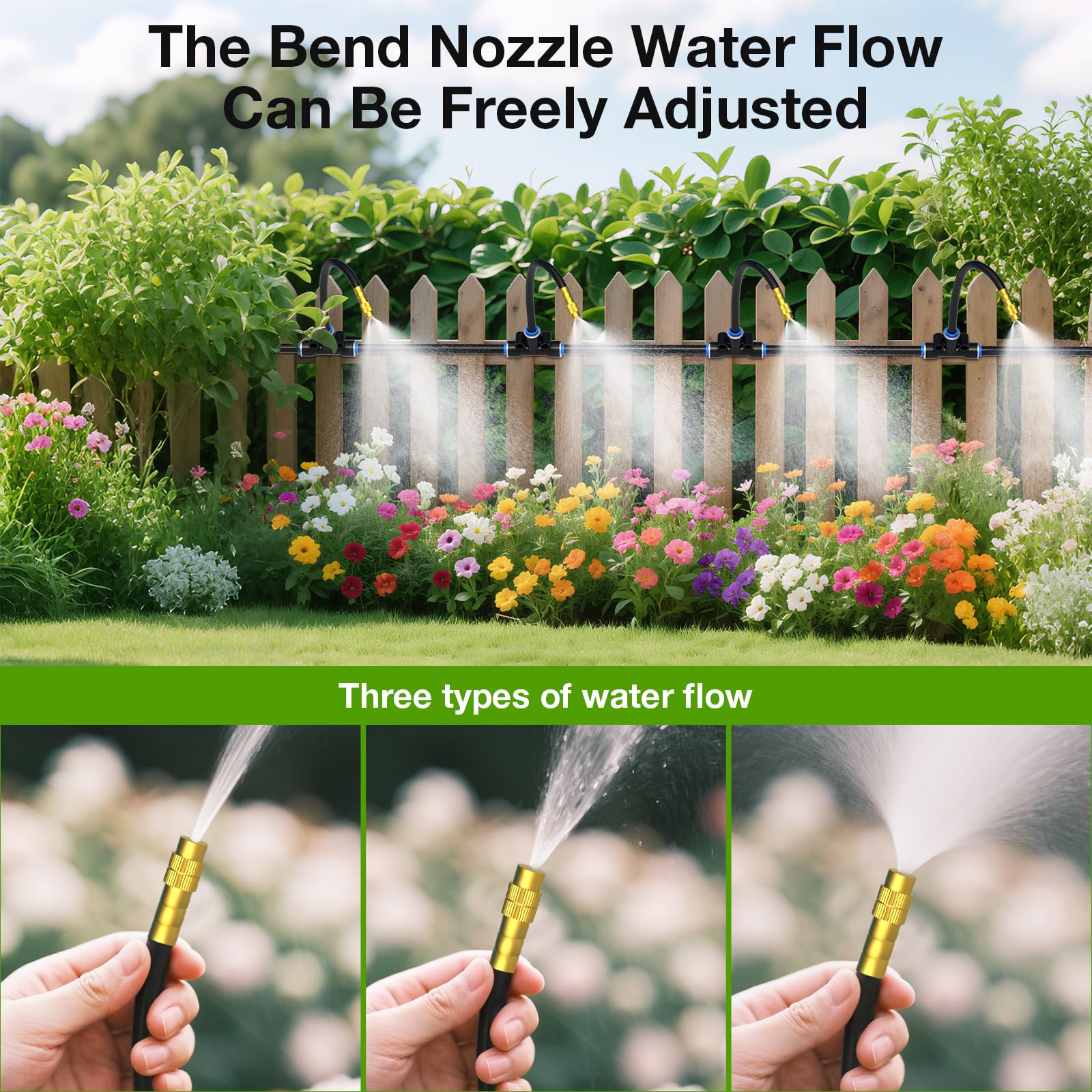 Drip Irrigation System, No 1/4 Pipe, only 12pcs Adjustable Copper Nobbles and Quick Connectors V1107-CS-ZDJHQ512