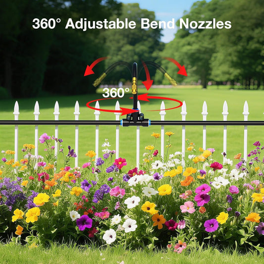 Drip Irrigation System, No 1/4 Pipe, only 6pcs Adjustable Copper Nobbles and 6pcs Quick Connectors V1107-CS-ZDJHQ7812