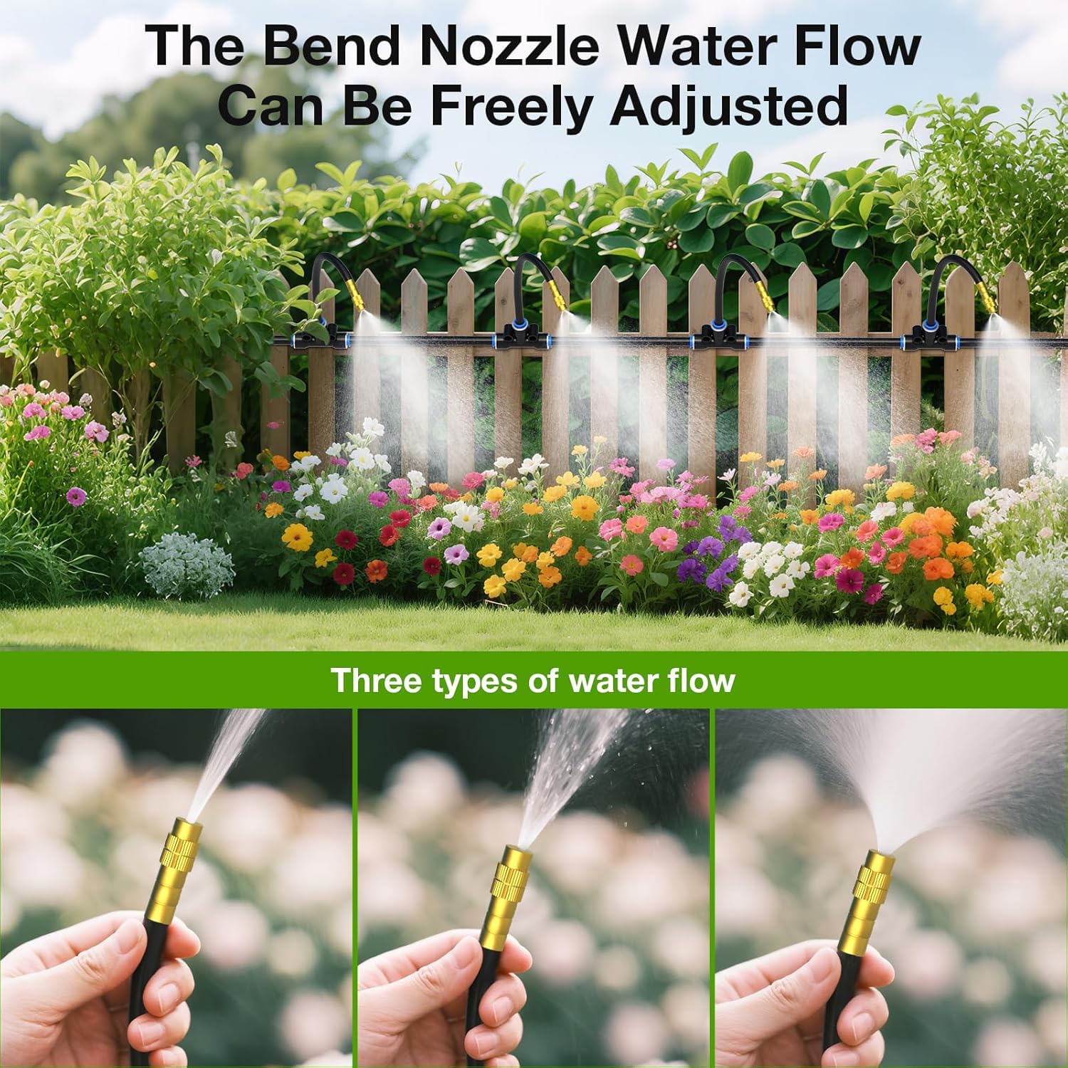 Drip Irrigation System, No 1/4 Pipe, only 6pcs Adjustable Copper Nobbles and 6pcs Quick Connectors V1107-CS-ZDJHQ7812