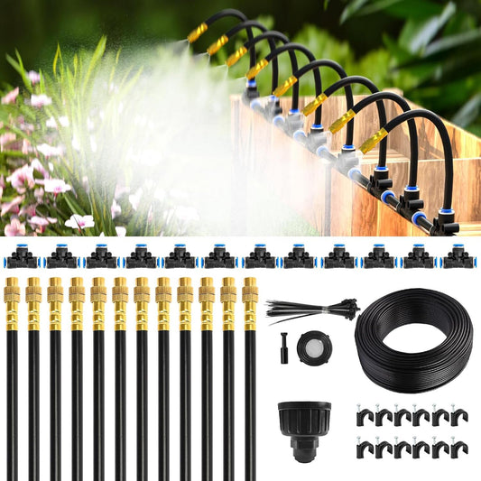 50Ft 1/4" Drip Irrigation System,Garden Irrigation Kit with 12pcs 360 degrees Adjustable Copper V1107-CS-ZDJHQ786
