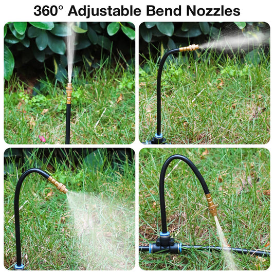 50Ft 1/4" Drip Irrigation System,Garden Irrigation Kit with 12pcs 360 degrees Adjustable Copper V1107-CS-ZDJHQ786