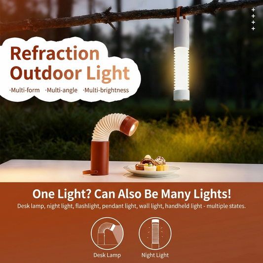 Foldable Outdoor Camping Light with Dual Brightness Modes - Rechargeable Red LED Tent Lamp, IP65 Waterproof, V1107-CS-ZDLYD