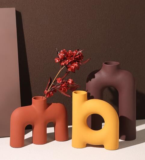 Tubular Letter Vase Set(3-Piece ) - Modern Ceramic Decor for Living Room, Dining Table & TV Stand | Other V1107-CS-ZMGXHP