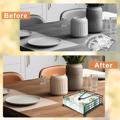 Iron Napkin Holder for Dining Table, Kitchen Counter & Outdoor Picnic Use with Weighted Arm (Black) V1107-CS-ZMZJTJH