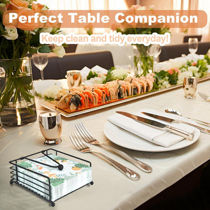 Iron Napkin Holder for Dining Table, Kitchen Counter & Outdoor Picnic Use with Weighted Arm (Black) V1107-CS-ZMZJTJH