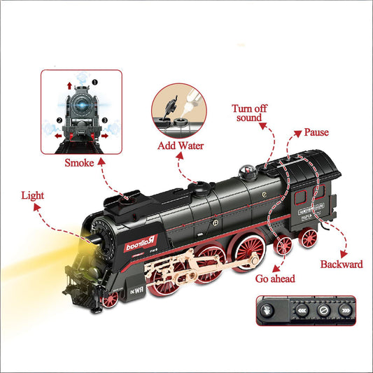 Train Set for Kids, Electric Train Toys with Realistic Light Sounds Smoke, Christmas Train Model Gifts for V1107-CS-ZQHCTZ1
