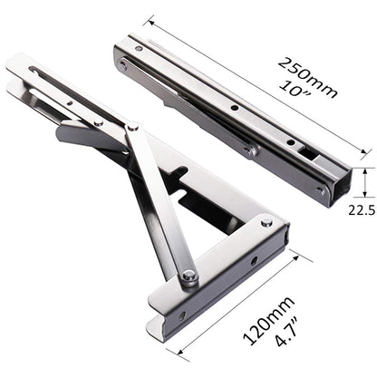 Heavy-Duty Foldable Wall Shelf Brackets - 2-Pack 304 Stainless Steel Triangular Supports with One-Click V1107-CS-ZWJSJZJ10