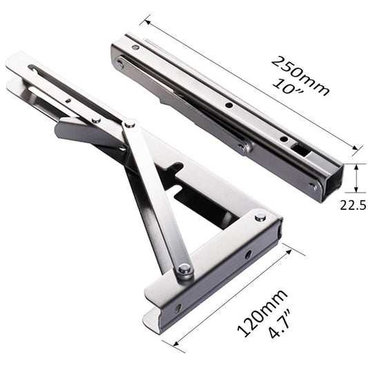 Heavy-Duty Foldable Wall Shelf Brackets - 2-Pack 304 Stainless Steel Triangular Supports with One-Click V1107-CS-ZWJSJZJ10