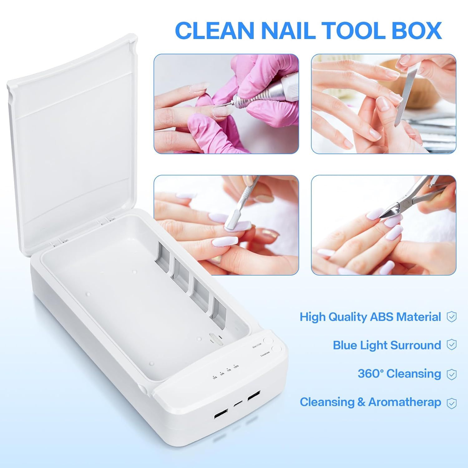 Multi-Function UV Sterilizer Box with Blue LED Light - 99.9% Germ Elimination, Dual Sterilize & Aromatherapy V1107-CS-ZWXSJH