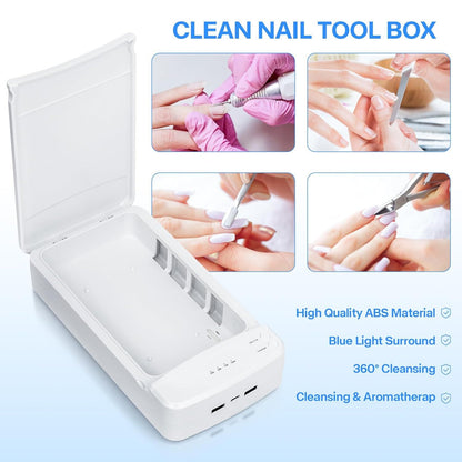 Multi-Function UV Sterilizer Box with Blue LED Light - 99.9% Germ Elimination, Dual Sterilize & Aromatherapy V1107-CS-ZWXSJH