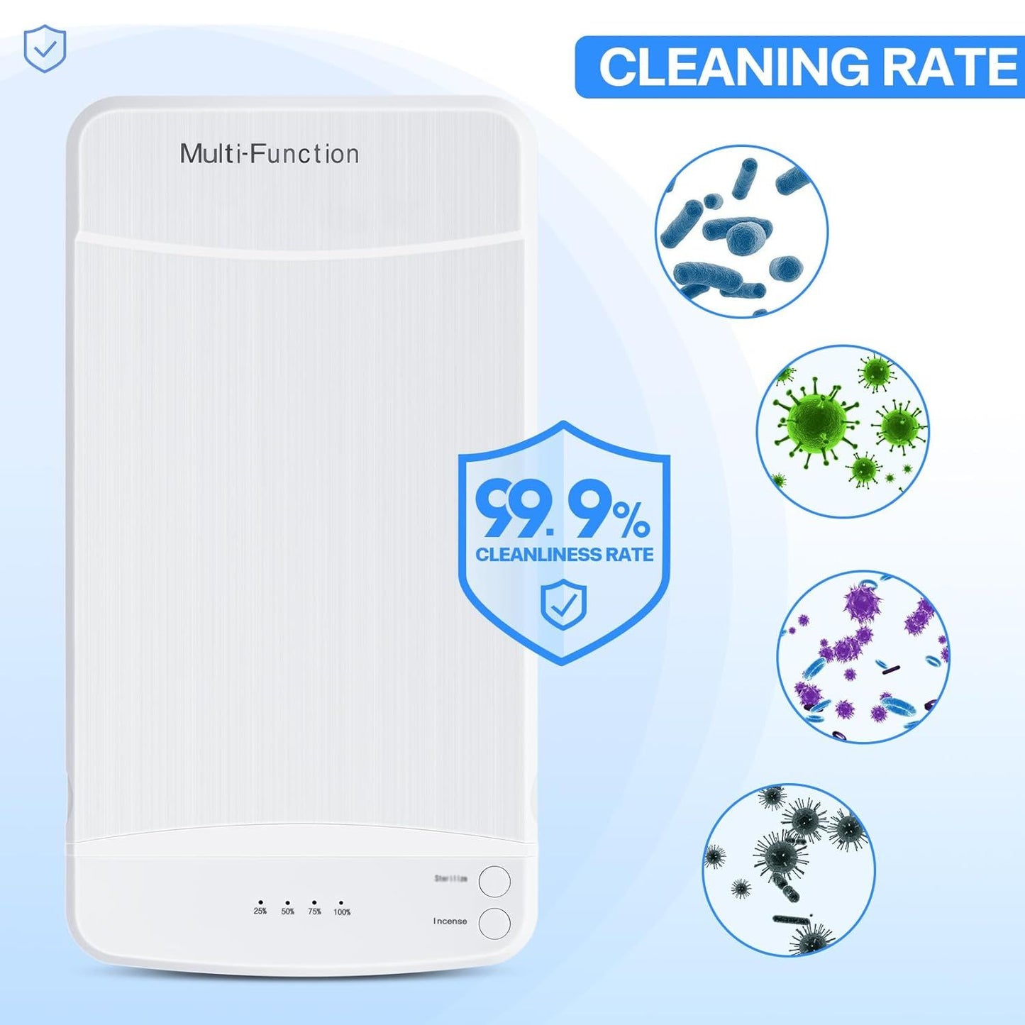 Multi-Function UV Sterilizer Box with Blue LED Light - 99.9% Germ Elimination, Dual Sterilize & Aromatherapy V1107-CS-ZWXSJH