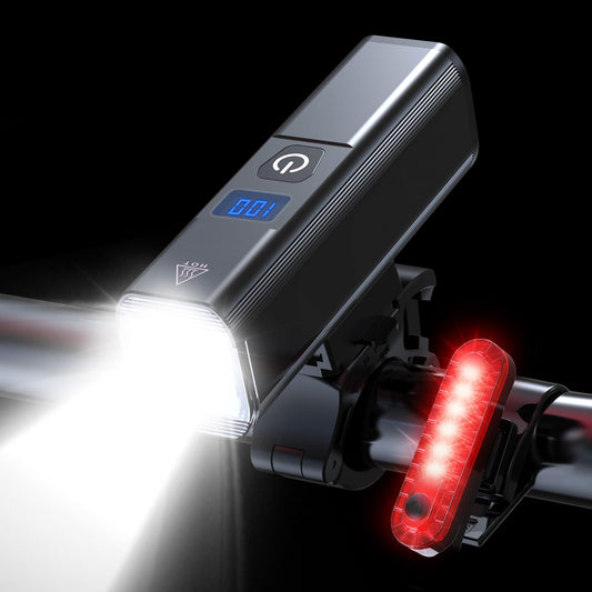 Ultra-Bright 1200 Lumen Bike Light Set with USB Rechargeable Headlight & Tail Light - IP65 Waterproof Cycling V1107-CS-ZXCQHD
