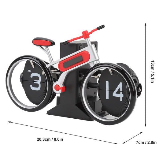 Modern Bicycle Flip Clock - Creative Mechanical Desk Timepiece with Dual Rotating Wheels, Retro Design for V1107-CS-ZXCZBHO