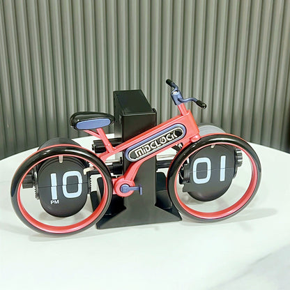 Modern Bicycle Flip Clock - Creative Mechanical Desk Timepiece with Dual Rotating Wheels, Retro Design for V1107-CS-ZXCZBHO