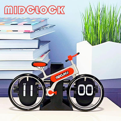 Modern Bicycle Flip Clock - Creative Mechanical Desk Timepiece with Dual Rotating Wheels, Retro Design for V1107-CS-ZXCZBHO