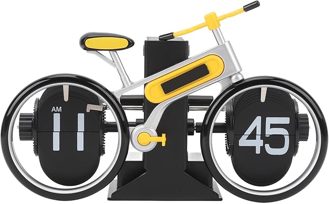 Modern Bicycle Flip Clock - Creative Mechanical Desk Timepiece with Dual Rotating Wheels, Retro Design for V1107-CS-ZXCZBHU